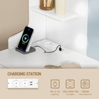 Hzuaneri Large Vanity Table with LED Lighting, Dressing Table with Mirror, Vanity Table with Power Outlets, 11 Drawers and 6 Jewelry Hooks, Suitable for Bedroom, Living Room, White DT43303X