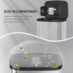 Hzuaneri 50L Kitchen Bin, Steel Pedal Bin with Soft-Close Lid, Inner Bucket, with 15 Bin Bags, Soft Close and Stay Open, Silver SW15099E