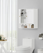 Hzuaneri  Wall Cabinet Bathroom Cabinet for Toilet and Over Sink with 2 Doors, Open Space and Adjustable Shelves Medicine Cabinet White with Wood Grain BC40113X