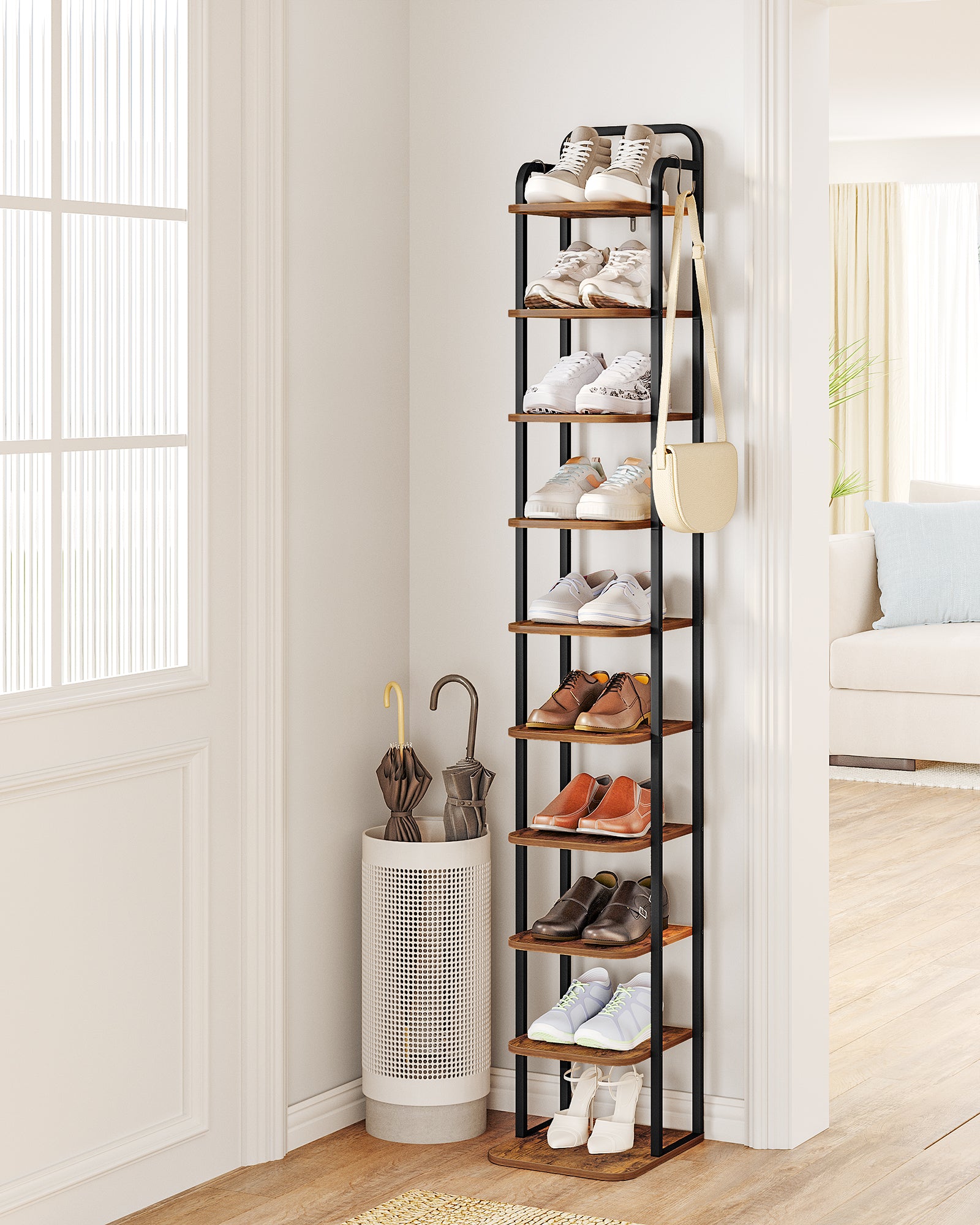 HEXCELEN  Adjustable Shoe Rack - Space-Saving Shoe Tower for Small Spaces