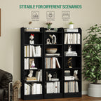 Hzuaneri Bookcase, 6-Tier Narrow Tall Bookshelf, Wooden Bookshelf with Adjustable Shelf, Open Storage Shelf for Bedroom, Living Room, Home Office, 24 x 48 x 169.5 cm Black, 02904XBC
