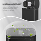 Hzuaneri 50L Trash Can, Kitchen Waste Bin with Pedal, Stainless Steel, Separate Inner Barrel, 15 Bags, Black SW15099B