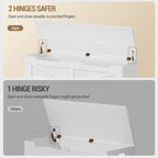 47.2" Storage Chest, Wooden Lift-Top Bench Trunk with 2 Hinges, Shoe Bench Organizer, White