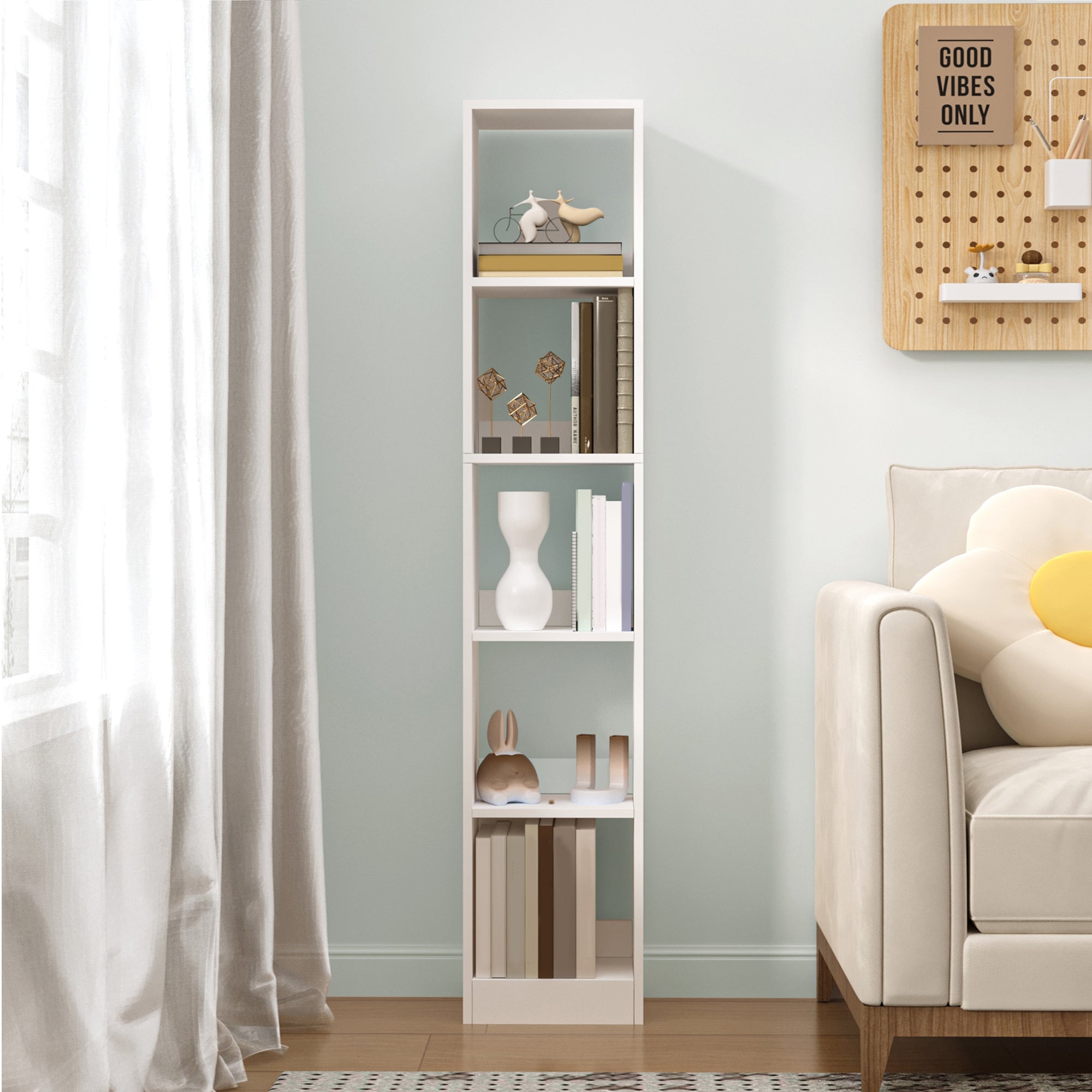 Hzuaneri Modern Bookcase, Open Wooden Storage Shelf for Living Room, Display Organizer