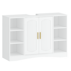 HEXCELEN Vanity Unit, Bathroom Cabinet, 30 × 90 × 61.2 cm, Vanity Unit with 2 Doors, 6 Open Shelves, Bathroom Cabinet, Adjustable Shelf, Ample Storage Space, White 506103X