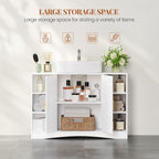 HEXCELEN Vanity Unit, Bathroom Cabinet, 30 × 90 × 61.2 cm, Vanity Unit with 2 Doors, 6 Open Shelves, Bathroom Cabinet, Adjustable Shelf, Ample Storage Space, White 506103X