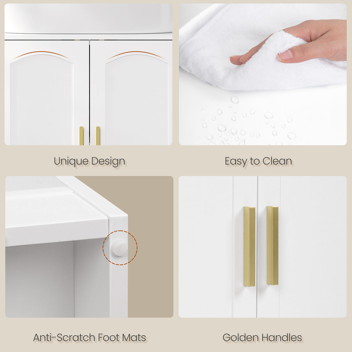 HEXCELEN Vanity Unit, Bathroom Cabinet, 30 × 90 × 61.2 cm, Vanity Unit with 2 Doors, 6 Open Shelves, Bathroom Cabinet, Adjustable Shelf, Ample Storage Space, White 506103X
