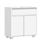 HEXCELEN Vanity Unit, Bathroom Cabinet, Base Cabinet for Bathroom with Sliding Doors and 1 Large Drawer, Adjustable Shelf, 30 x 60 x 63 cm, Bathroom Vanity Unit with Feet White 506403X