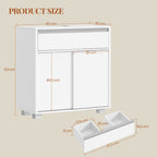 HEXCELEN Vanity Unit, Bathroom Cabinet, Base Cabinet for Bathroom with Sliding Doors and 1 Large Drawer, Adjustable Shelf, 30 x 60 x 63 cm, Bathroom Vanity Unit with Feet White 506403X