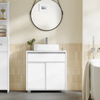 HEXCELEN Vanity Unit, Bathroom Cabinet, Base Cabinet for Bathroom with Sliding Doors and 1 Large Drawer, Adjustable Shelf, 30 x 60 x 63 cm, Bathroom Vanity Unit with Feet White 506403X