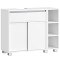 HEXCELEN Vanity Unit, Bathroom Cabinet, 1 Drawer and 2 Cabinet Doors, Bathroom Vanity Unit with Feet, Adjustable Shelf, White 30 x 80 x 63 cm 506503X