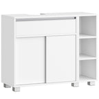 HEXCELEN Vanity Unit, Bathroom Cabinet, 1 Drawer and 2 Cabinet Doors, Bathroom Vanity Unit with Feet, Adjustable Shelf, White 30 x 80 x 63 cm 506503X