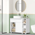 HEXCELEN Vanity Unit, Bathroom Cabinet, 1 Drawer and 2 Cabinet Doors, Bathroom Vanity Unit with Feet, Adjustable Shelf, White 30 x 80 x 63 cm 506503X