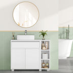 HEXCELEN Vanity Unit, Bathroom Cabinet, 1 Drawer and 2 Cabinet Doors, Bathroom Vanity Unit with Feet, Adjustable Shelf, White 30 x 80 x 63 cm 506503X