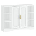 HEXCELEN Bathroom Cabinet, Storage Cabinet with 2 Doors, Side Cabinet, Kitchen Cabinet with Open Compartment, Adjustable Shelf, Bathroom Cabinet, for Bathroom, Living Room, Kitchen, White, 30 × 100 × 75 cm 507103X