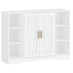 HEXCELEN Bathroom Cabinet, Storage Cabinet with 2 Doors, Side Cabinet, Kitchen Cabinet with Open Compartment, Adjustable Shelf, Bathroom Cabinet, for Bathroom, Living Room, Kitchen, White, 30 × 100 × 75 cm 507103X