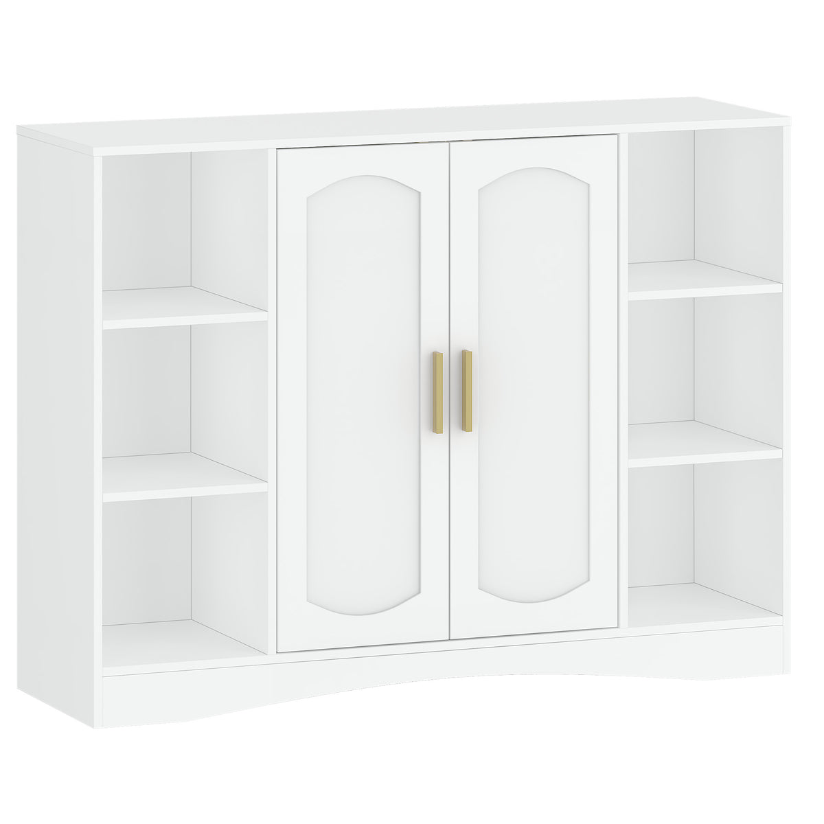HEXCELEN Bathroom Cabinet, Storage Cabinet with 2 Doors, Side Cabinet, Kitchen Cabinet with Open Compartment, Adjustable Shelf, Bathroom Cabinet, for Bathroom, Living Room, Kitchen, White, 30 × 100 × 75 cm 507103X