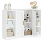 HEXCELEN Bathroom Cabinet, Storage Cabinet with 2 Doors, Side Cabinet, Kitchen Cabinet with Open Compartment, Adjustable Shelf, Bathroom Cabinet, for Bathroom, Living Room, Kitchen, White, 30 × 100 × 75 cm 507103X