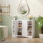 HEXCELEN Bathroom Cabinet, Storage Cabinet with 2 Doors, Side Cabinet, Kitchen Cabinet with Open Compartment, Adjustable Shelf, Bathroom Cabinet, for Bathroom, Living Room, Kitchen, White, 30 × 100 × 75 cm 507103X