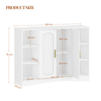HEXCELEN Bathroom Cabinet, Storage Cabinet with 2 Doors, Side Cabinet, Kitchen Cabinet with Open Compartment, Adjustable Shelf, Bathroom Cabinet, for Bathroom, Living Room, Kitchen, White, 30 × 100 × 75 cm 507103X