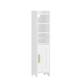 HEXCELEN Bathroom Cabinet, Toilet Roll Holder, 20 × 20 × 90 cm, Toilet Cabinet with Doors, Bathroom Cabinet, Narrow Bathroom Shelf, Adjustable Shelves, Modern, for Bathroom, Living Room, White 509103X