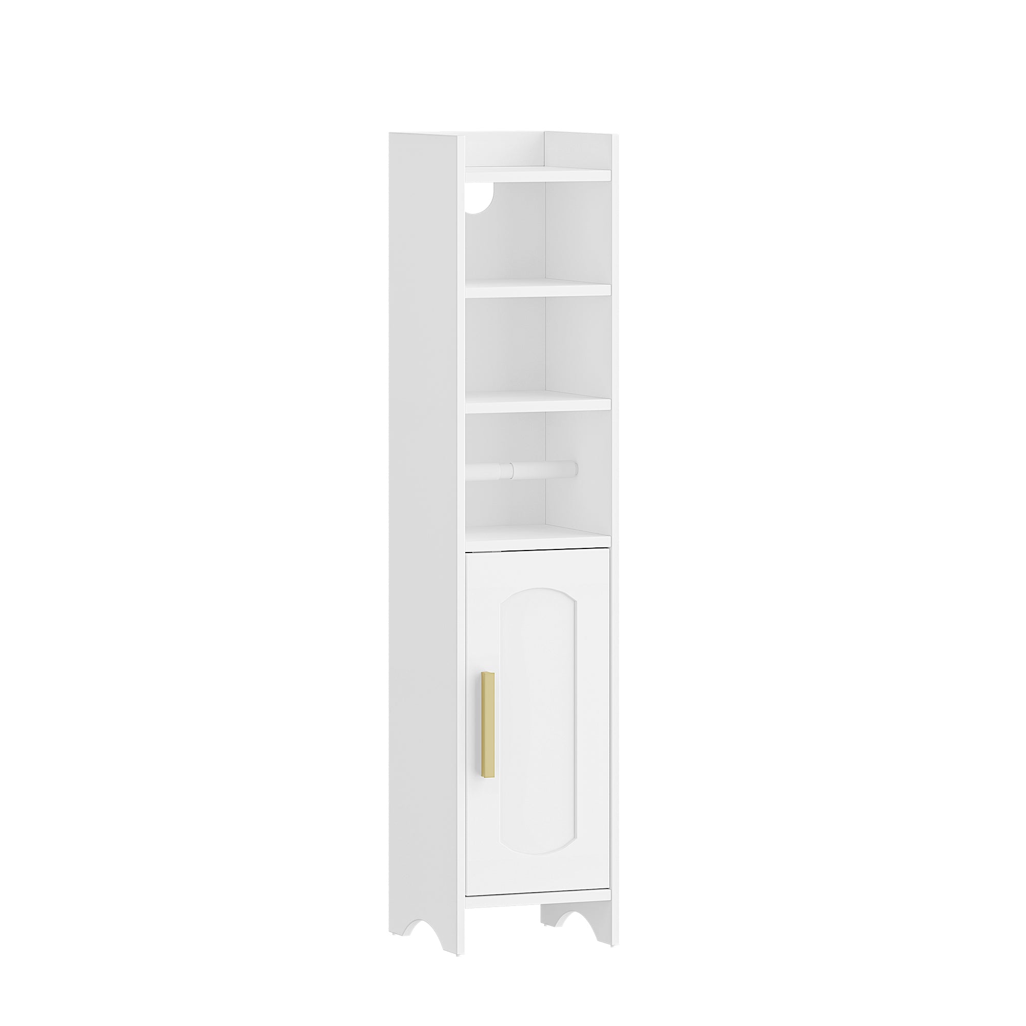 HEXCELEN Bathroom Cabinet, Toilet Roll Holder, 20 × 20 × 90 cm, Toilet Cabinet with Doors, Bathroom Cabinet, Narrow Bathroom Shelf, Adjustable Shelves, Modern, for Bathroom, Living Room, White 509103X