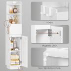 HEXCELEN Bathroom Cabinet, Corner Cabinet, Bathroom Cabinet, Toilet Cabinet, 20 x 20 x 98 cm, Narrow Bathroom Shelf with Adjustable Shelf, 1 Drawer and 2 Open Compartments, White 5120003X