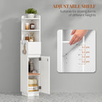 HEXCELEN Bathroom Cabinet, Corner Cabinet, Bathroom Cabinet, Toilet Cabinet, 20 x 20 x 98 cm, Narrow Bathroom Shelf with Adjustable Shelf, 1 Drawer and 2 Open Compartments, White 5120003X