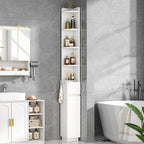 HEXCELEN Bathroom Cabinet, Corner Cabinet, Bathroom Cabinet, Toilet Cabinet, 20 x 20 x 185.6 cm, Narrow Bathroom Shelf with Adjustable Shelf, 1 Drawer and 4 Open Compartments, White 5120103X