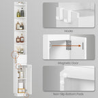 HEXCELEN Bathroom Cabinet, Corner Cabinet, Bathroom Cabinet, Toilet Cabinet, 20 x 20 x 185.6 cm, Narrow Bathroom Shelf with Adjustable Shelf, 1 Drawer and 4 Open Compartments, White 5120103X