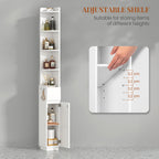 HEXCELEN Bathroom Cabinet, Corner Cabinet, Bathroom Cabinet, Toilet Cabinet, 20 x 20 x 185.6 cm, Narrow Bathroom Shelf with Adjustable Shelf, 1 Drawer and 4 Open Compartments, White 5120103X