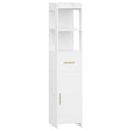 HEXCELEN Bathroom Cabinet, Bathroom Furniture with One Door and One Drawer, 30 × 30 × 138.6 cm, Bathroom Cabinet with Adjustable Shelves, Open Compartment, for Small Spaces, Modern, White 514103X