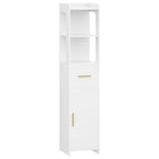 HEXCELEN Bathroom Cabinet, Bathroom Furniture with One Door and One Drawer, 30 × 30 × 138.6 cm, Bathroom Cabinet with Adjustable Shelves, Open Compartment, for Small Spaces, Modern, White 514103X