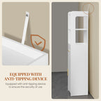 HEXCELEN Bathroom Cabinet, Bathroom Furniture with One Door and One Drawer, 30 × 30 × 138.6 cm, Bathroom Cabinet with Adjustable Shelves, Open Compartment, for Small Spaces, Modern, White 514103X