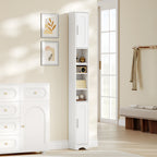 HEXCELEN Bathroom Cabinet, Narrow Tall Bathroom Cabinet, Bathroom Tall Cabinet, Bathroom Cabinet with Open Compartment and Door, Adjustable Shelves, Space-Saving Bathroom Shelf, Bathroom Furniture, 20 x 20 x 180 cm White 518103X