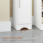 HEXCELEN Bathroom Cabinet, Narrow Tall Bathroom Cabinet, Bathroom Tall Cabinet, Bathroom Cabinet with Open Compartment and Door, Adjustable Shelves, Space-Saving Bathroom Shelf, Bathroom Furniture, 20 x 20 x 180 cm White 518103X
