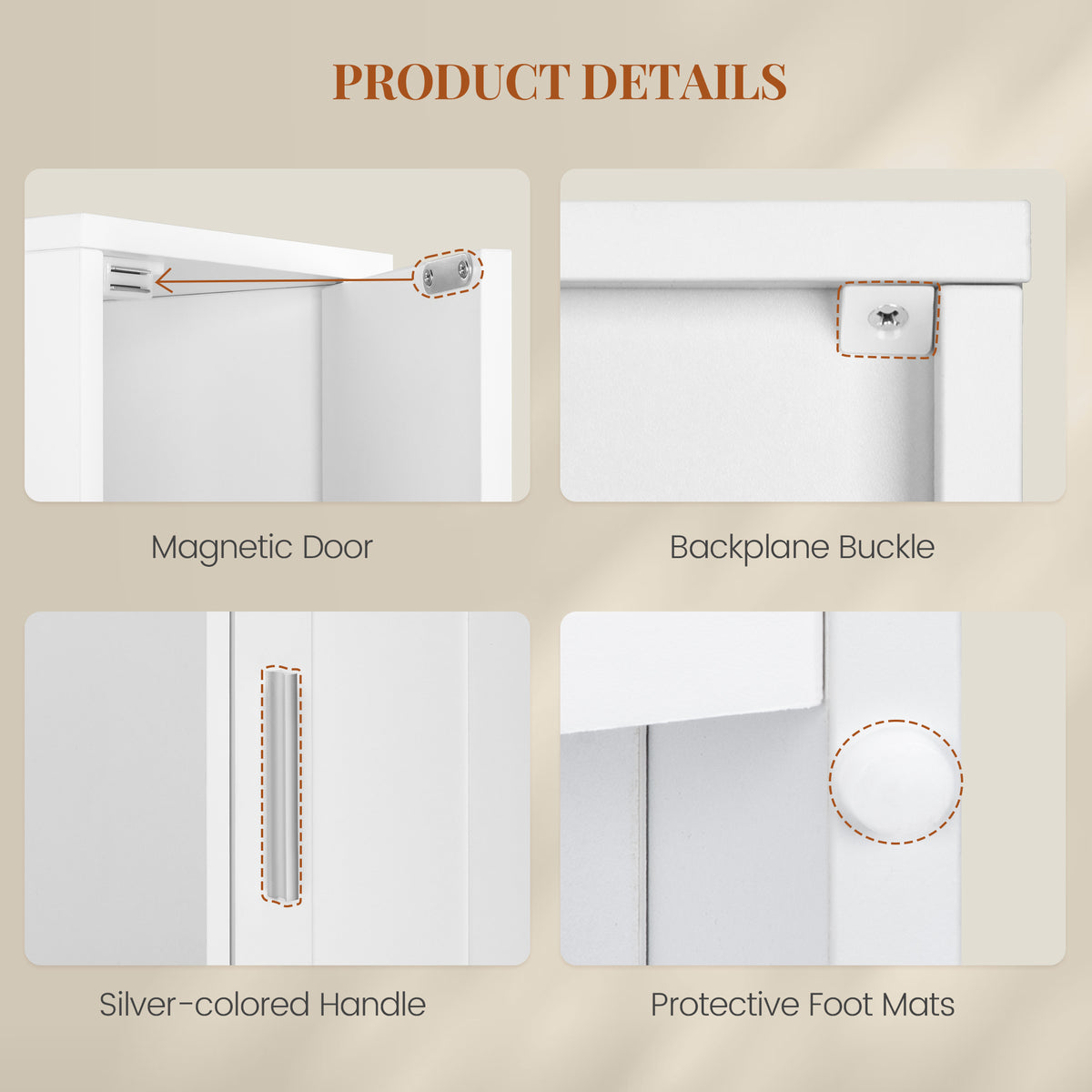 HEXCELEN Bathroom Cabinet, Narrow Tall Bathroom Cabinet, Bathroom Tall Cabinet, Bathroom Cabinet with Open Compartment and Door, Adjustable Shelves, Space-Saving Bathroom Shelf, Bathroom Furniture, 20 x 20 x 180 cm White 518103X