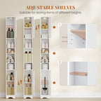 HEXCELEN Bathroom Cabinet, Narrow Tall Bathroom Cabinet, Bathroom Tall Cabinet, Bathroom Cabinet with Open Compartment and Door, Adjustable Shelves, Space-Saving Bathroom Shelf, Bathroom Furniture, 20 x 20 x 180 cm White 518103X