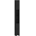 HEXCELEN Narrow Bathroom Cabinet, Tall Bathroom Cabinet with Open Compartment and 2 Doors, Adjustable Shelves, for Bathroom, Living Room, Bedroom, 20 × 20 × 180 cm, Black, 518104X