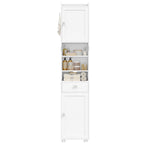 HEXCELEN Bathroom Cabinet, Bathroom Cabinet, Narrow High, Tall Bathroom Cabinet with 2 Doors and 1 Drawer, Adjustable Shelves, Open Compartment, Space-Saving Bathroom Shelf, 28 x 38 x 180 cm, White, 5240013X