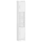 HEXCELEN Bathroom Cabinet, Bathroom Cabinet, Narrow High, Tall Bathroom Cabinet with Open Compartment and Door, Adjustable Shelves, Space-Saving Bathroom Shelf, Bathroom Furniture, Modern, 30 x 30 x 180 cm, White, 530103X