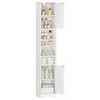 HEXCELEN Bathroom Cabinet, Bathroom Cabinet, Narrow High, Tall Bathroom Cabinet with Open Compartment and Door, Adjustable Shelves, Space-Saving Bathroom Shelf, Bathroom Furniture, Modern, 30 x 30 x 180 cm, White, 530103X
