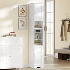 HEXCELEN Bathroom Cabinet, Bathroom Cabinet, Narrow High, Tall Bathroom Cabinet with Open Compartment and Door, Adjustable Shelves, Space-Saving Bathroom Shelf, Bathroom Furniture, Modern, 30 x 30 x 180 cm, White, 530103X