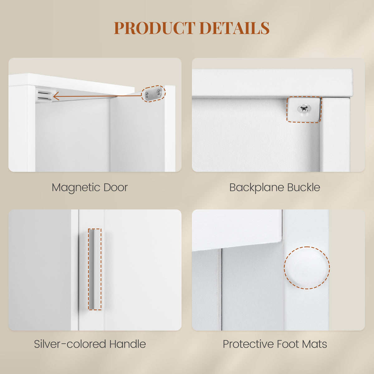 HEXCELEN Bathroom Cabinet, Bathroom Cabinet, Narrow High, Tall Bathroom Cabinet with Open Compartment and Door, Adjustable Shelves, Space-Saving Bathroom Shelf, Bathroom Furniture, Modern, 30 x 30 x 180 cm, White, 530103X