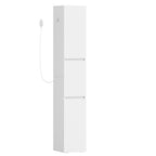 HEXCELEN Bathroom Cabinet, 180 cm Tall Slim Bathroom Cabinet, Bathroom Furniture, Storage Cabinet with Adjustable Shelf, 3 Cabinet Doors, Non-Slip Feet, for Small Spaces, White, 530203X