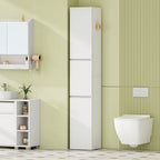 HEXCELEN Bathroom Cabinet, 180 cm Tall Slim Bathroom Cabinet, Bathroom Furniture, Storage Cabinet with Adjustable Shelf, 3 Cabinet Doors, Non-Slip Feet, for Small Spaces, White, 530203X