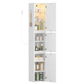 HEXCELEN Bathroom Cabinet, 180 cm Tall Slim Bathroom Cabinet, Bathroom Furniture, Storage Cabinet with Adjustable Shelf, 3 Cabinet Doors, Non-Slip Feet, for Small Spaces, White, 530203X