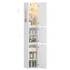 HEXCELEN Bathroom Cabinet, 180 cm Tall Slim Bathroom Cabinet, Bathroom Furniture, Storage Cabinet with Adjustable Shelf, 3 Cabinet Doors, Non-Slip Feet, for Small Spaces, White, 530203X