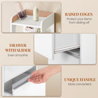 HEXCELEN Bathroom Cabinet Freestanding Bathroom Furniture 30 x 30 x 140 cm with 4 Drawers and 2 Open Shelves for Bathroom Living Room Kitchen Modern White 530303X