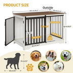 Hzuaneri Dog Cage Furniture, 100cm Dog Box for Home Use, Sliding Doors, 2 Doors, Modern Wooden Indoor Dog Box for Small/Medium/Large Dogs, Dog Cage for Home Use, 100 x 60 x 68 cm, White Brown DFC02314B